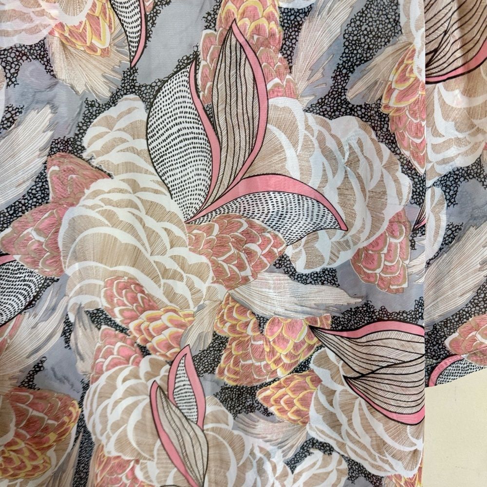 Anthropologie Sheer Open Midi Floral Kimono Duster size OS Boho Travel Beach - Picture 7 of 11